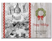 Rustic Christmas Card Photo Wood Scrapbook Border Woodgrain Holiday Card Greeting Card DIY Digital or Printed - Fleming style Il_170x135