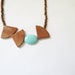 Boho Stone Necklace, Brown Triangles, Turquoise Oval, Geometric Beaded Necklace, Copper and Light Blue