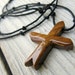 Wooden Cross Necklace - Hand Crafted Teak Cross - Mens Jewelry
