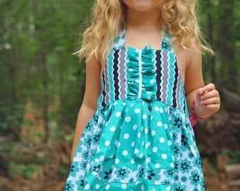 Girls Sewing Pattern Dress - pdf pattern - Apron Dress, INSTANT DOWNLOAD, Kids Dress Pattern, 12 months to 10 years of age