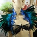blue turquoise green Feather Stole Gothic Cyber burlesque travesty shooting gala corset Steampunk Larping Convention Shoulder Wrap Shrug
