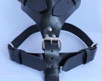 Black X-Large Leather Dog Harness