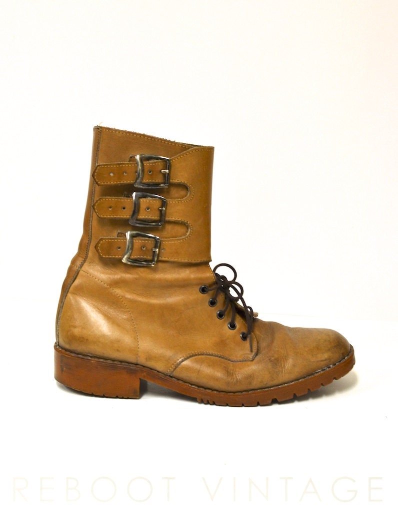 mens brown leather tanker boots