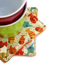 Lollipop Fish Coasters - Set of 4 - Fabric Coasters