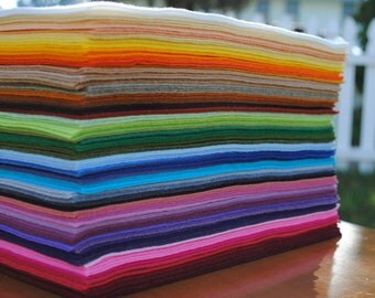 9" x 12" Wool Blend, Felt Sheets, 12 pieces, Your Choice of Colors
