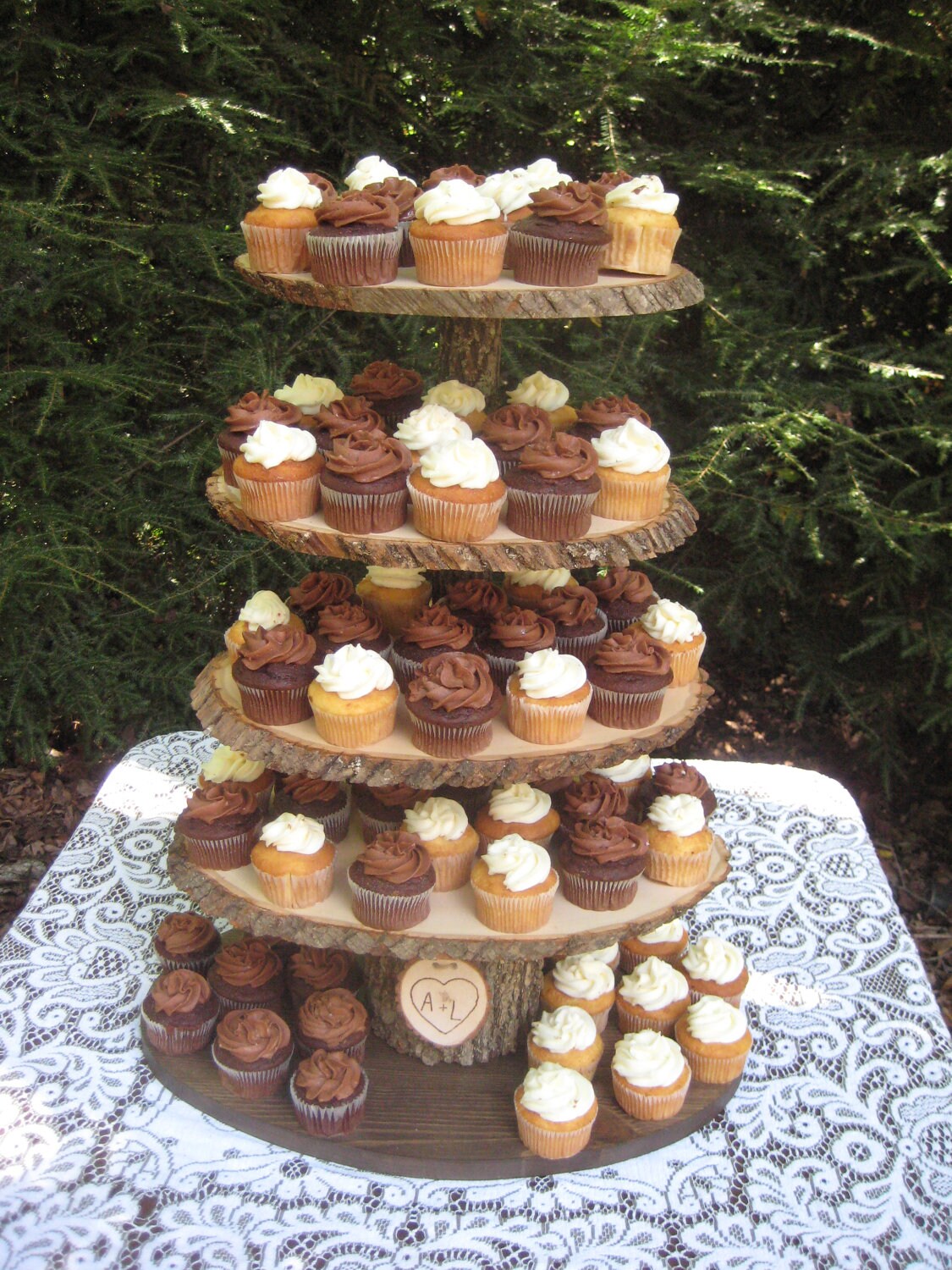 Rustic Cupcake Stand Wedding Wood Dessert Bar 5 Tier X Large