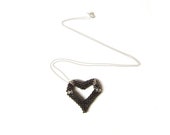 Black Heart Pendant Necklace, Seed Bead Heart Necklace, Beadwork Pendant, UK