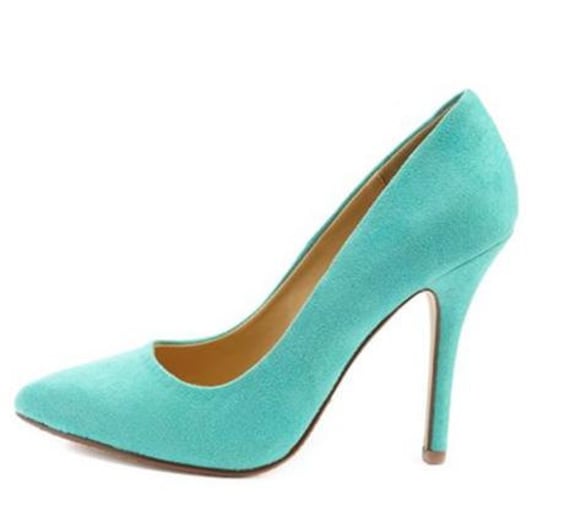 tiffany blue heels with bow on back