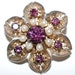 Vintage Amethyst Rhinestone & Faux Pearl Brooch