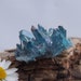 Aqua Aura Quartz Crystal Cluster - 4.2g - 23mm - Throat Chakra - GOLD - Blue Electro coated quartz