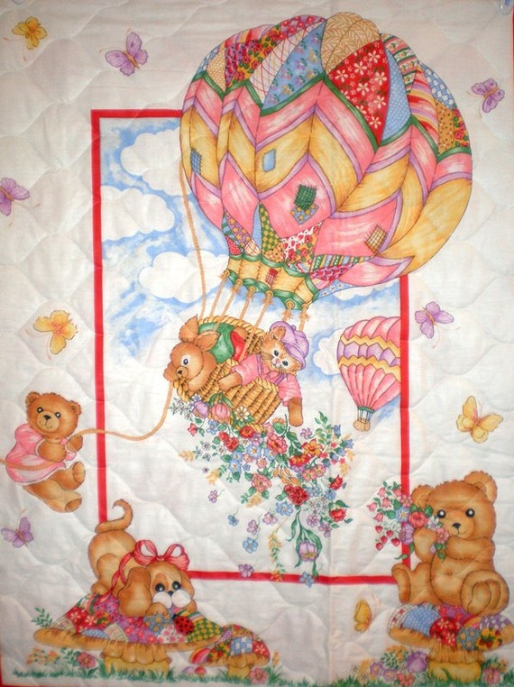 Baby Panel Hot Air Balloon Fabric Baby by thebusybeequilting