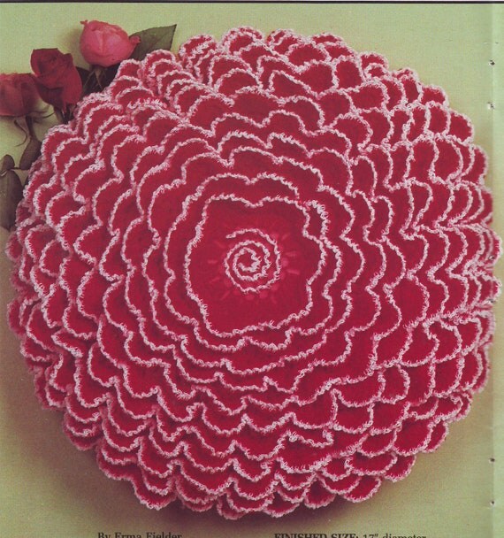 PDF Crochet Pattern Rose Pillow Ruffle Pillow Cover 201295