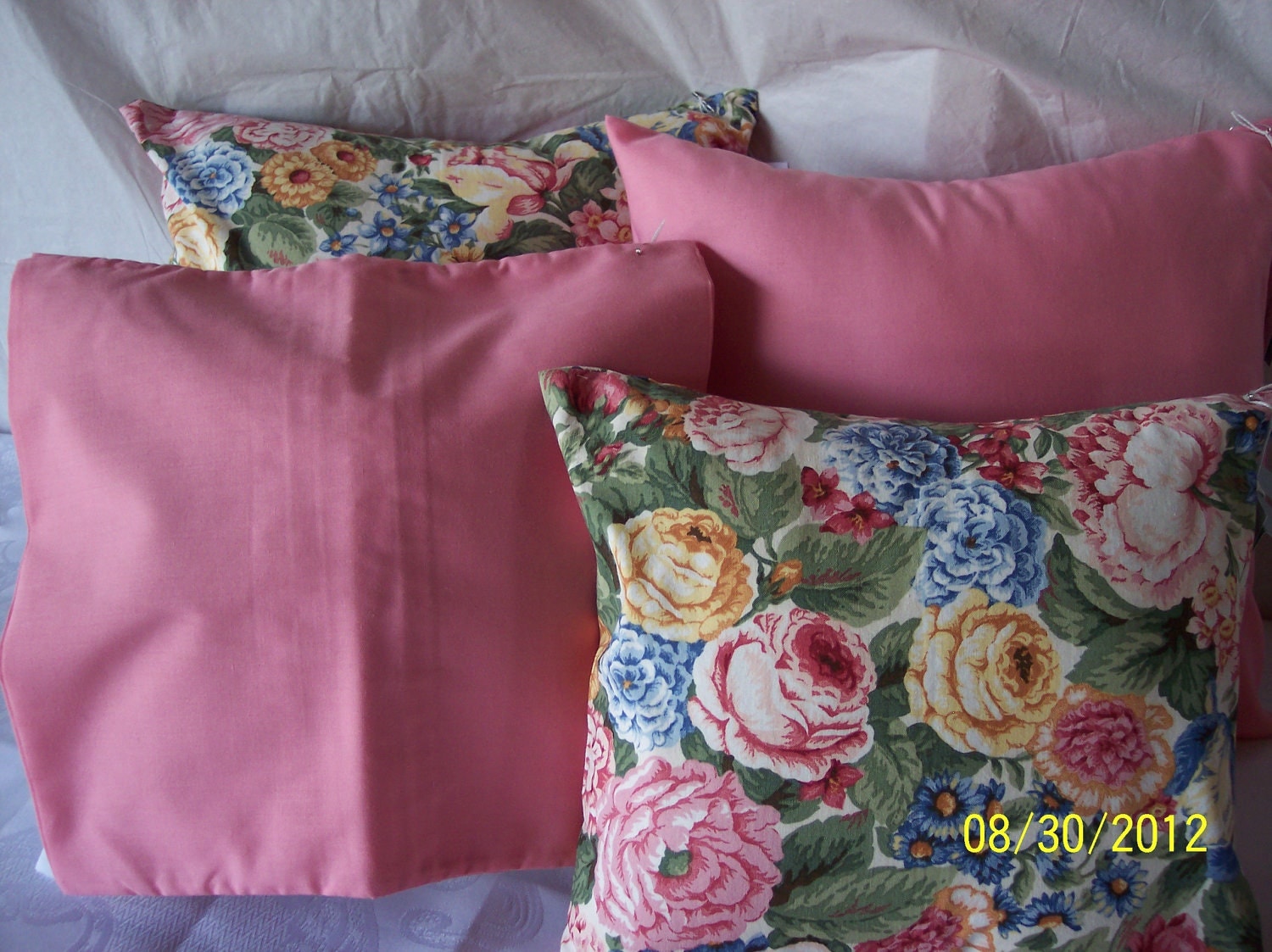 Dusty rose decorative pillows Slate blue by Pursespillowsandmore
