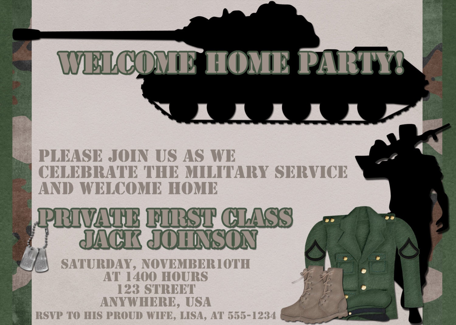 Army Home Party Invitation