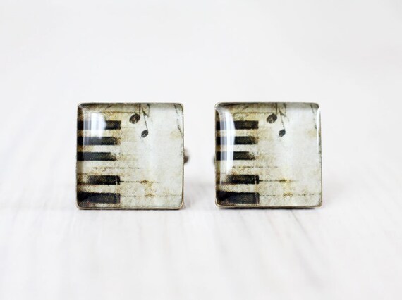 Men cufflinks - Music cufflinks - Vintage Piano keys - Cuff links for men