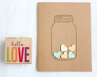 Love Heart in a Jar Hand-made Stationary Cards