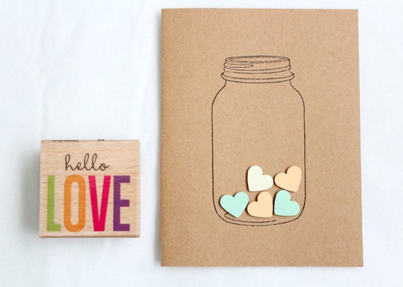 Love Heart in a Jar Hand-made Stationary Cards