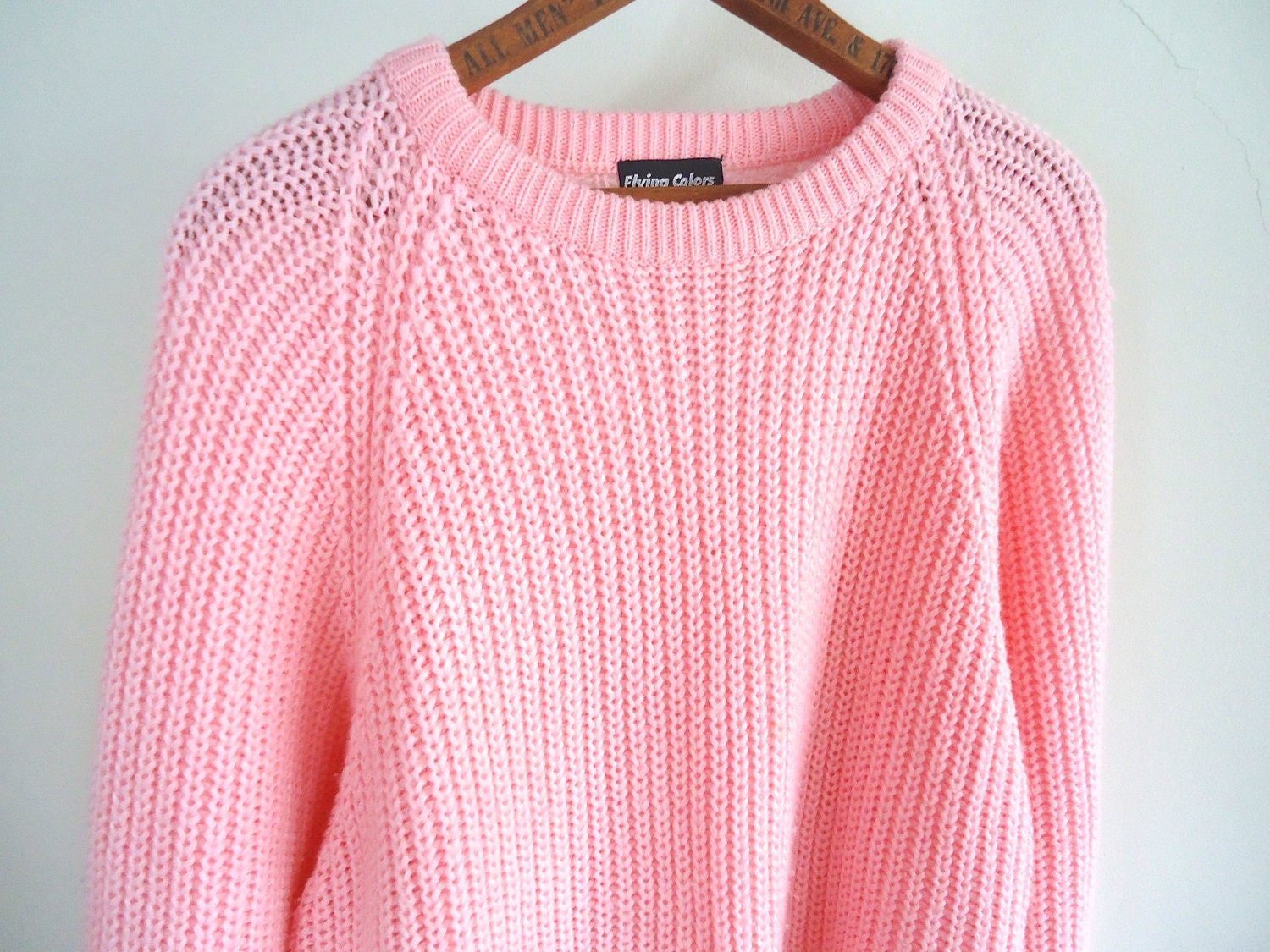 OVERSIZED Sweater Women Pink Chunky Knit 80s by GnarlyNutmeggers