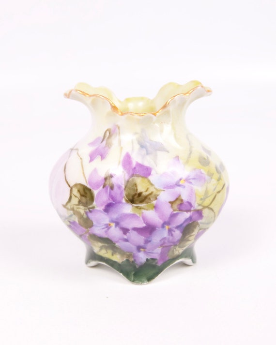 Vintage Purple Violets Vase Hand Painted by LeVintageGalleria