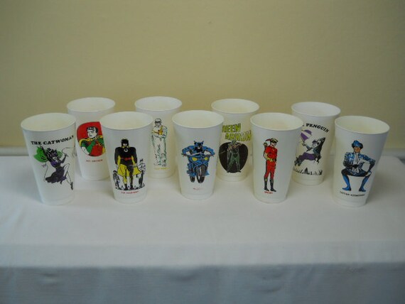Eleven Slurpee cups Hero  9 Comic slurpee Lot 7 Super Vintage Collector 1970's Cups vintage