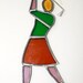 Vintage Stained Glass Art Women Golfer