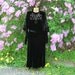 Vintage 1930's Black Silk Velvet Dress Burnout Art Deco Design Bat Wing Sleeves Bias Cut Ruching Evening Gown