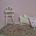 Dollhouse miniature baby cradle and high chair