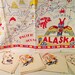 Vintage Alaska Tablecloth And 4 Napkins Souvenir 32 x 36 Inches