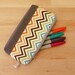 Pencil Case, Zipper Pouch, Small Cosmetic Bag in Rainbow Chevron - Back to School