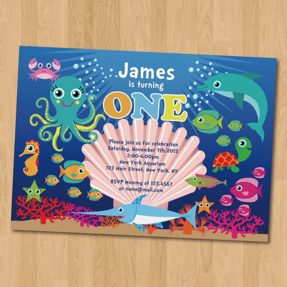 Under the Sea Birthday Party Photo Invitation Digital