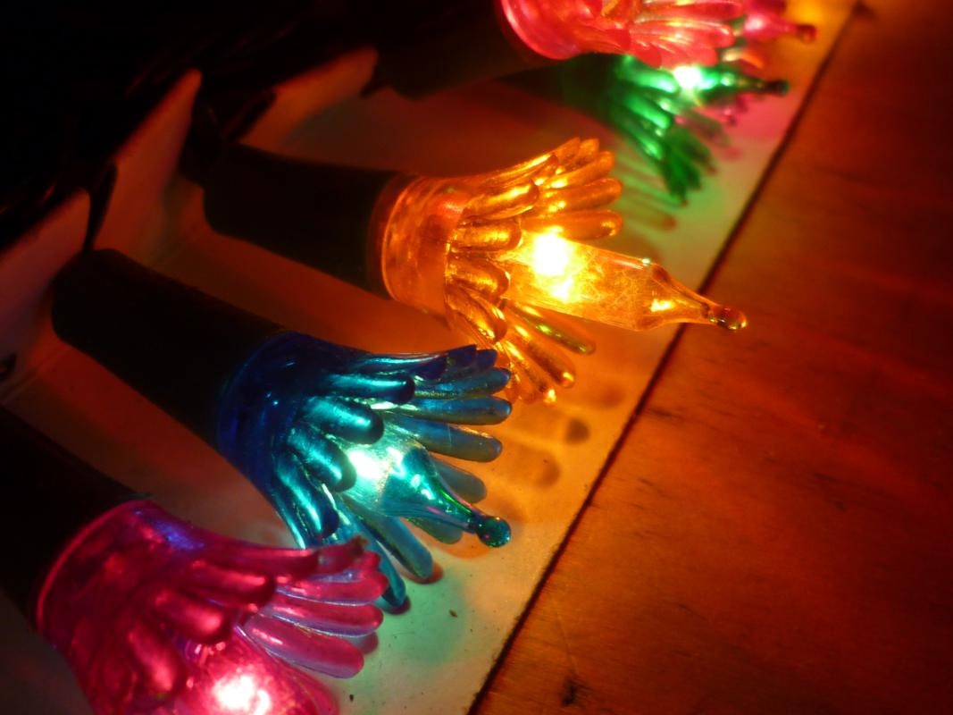 Vintage Christmas Tree Light String Multi Colored Flower