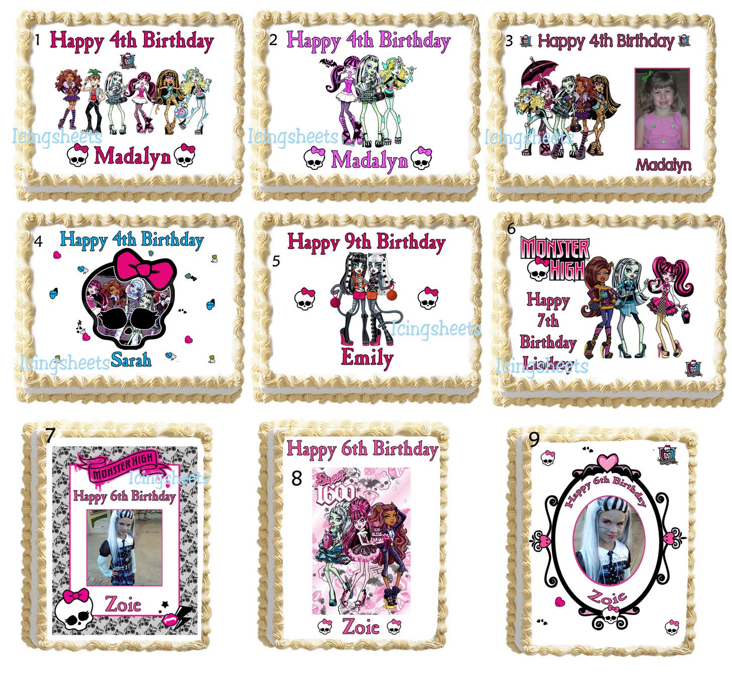 Monster high photo edible image cake topper by IcingSheets on Etsy