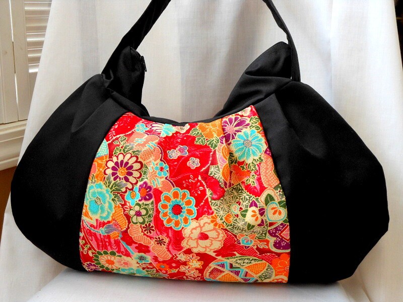 Japanese Fabric Bag Kimono Purse Floral Hobo Bag Shoulder