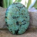 Oval Focal Pendant Bead African Turquoise Jasper 40MM X 30MM Blue green 2A