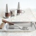 Danish Modern Condiment Set - Salt and Pepper Shakers, Mustard Dish, Tray, Tiny Spatula