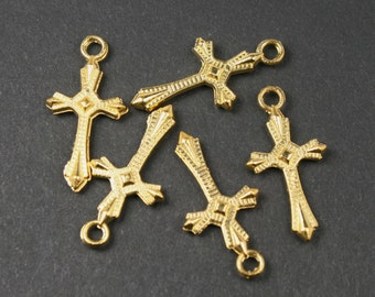 Reserved For Emily 32 Cross Charm 22 x 11 mm Gold Plated Tone cg247