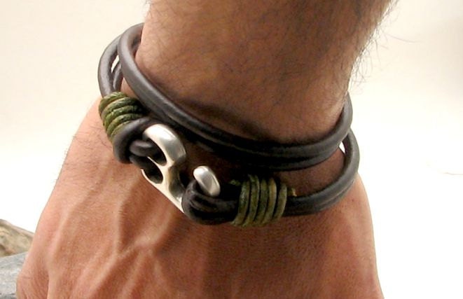 Leather+Bracelets Personalized Men's leather bracelet. Leather by eliziatelye