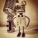 Old school Gangster Mustache Bot, robot sculpture for him
