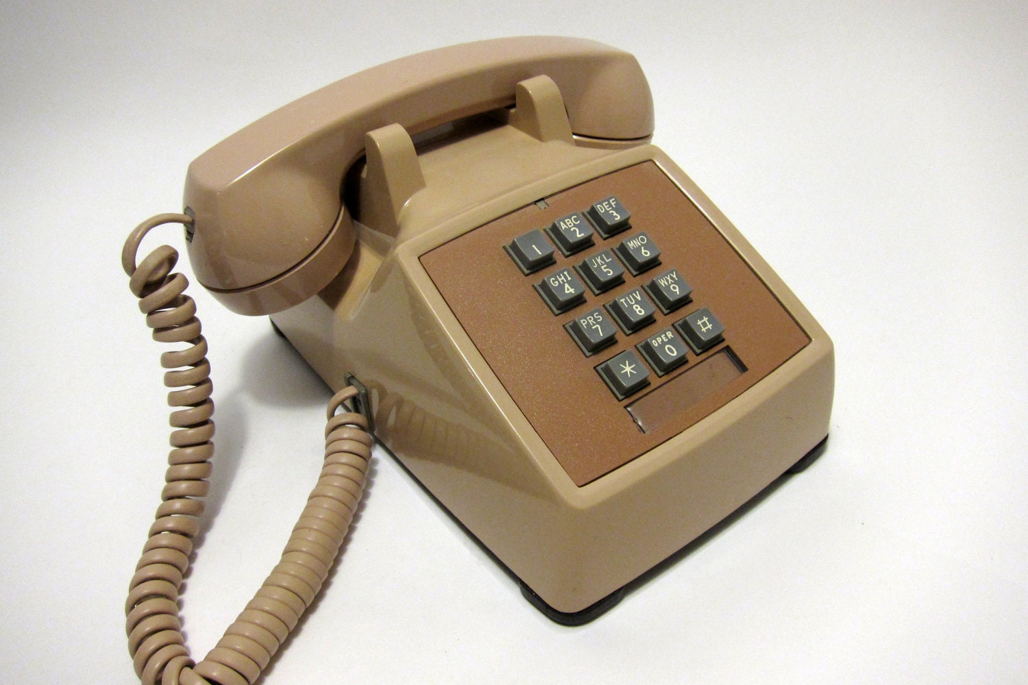 Items similar to Vintage Push Button Working Telephone Tan Brown Taupe