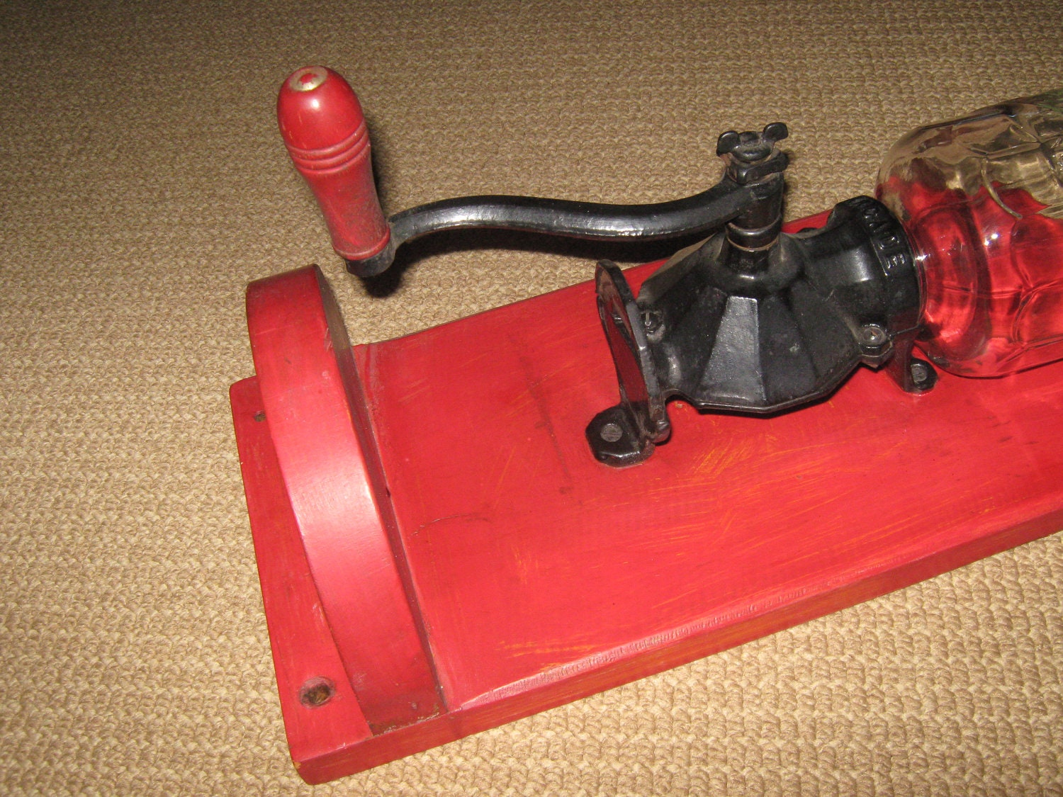 Arcade Coffee Grinder Crystal No. 4 Mounted on Wood Shelf