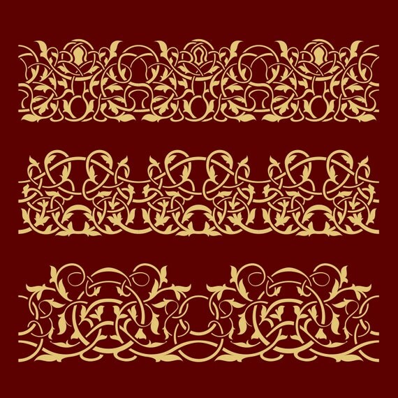Traditional Victorian Floral Border Stencil MULTIPLE SIZES