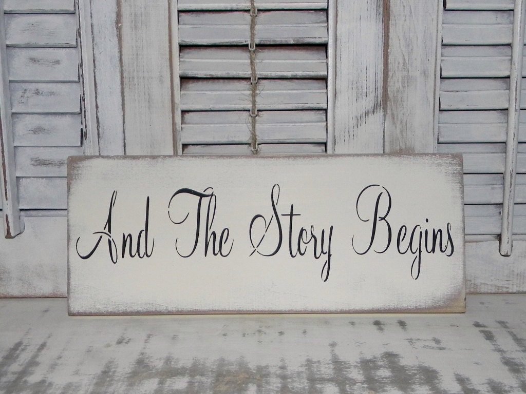 shabby chic wedding sign and the story begins rustic sign shabby chic wedding sign and the story begins rustic sign