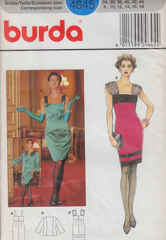  Burda  Sewing Pattern  Number 4645 Evening  Dress  With by 