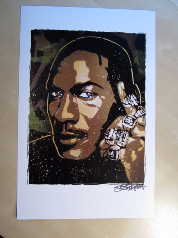 Michael Jordan Six Rings Stencil Art Print by  