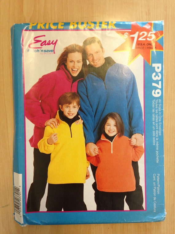 McCalls 90s Price Buster Sewing Pattern P379 Adults and Children Pullover Tops All Sizes UNCUT Sale