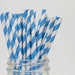 25 Blue Striped Straws with DIY Straw Flag PDF