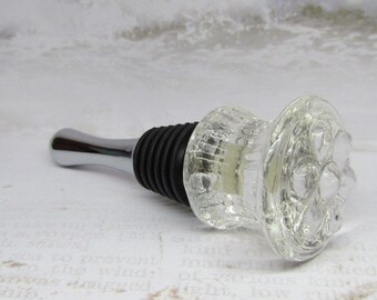 Clear Glass Knob Wine Bottle Stopper