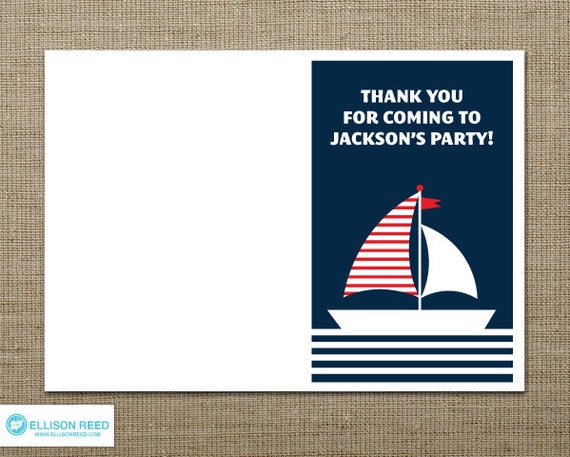 Nautical Thank You Note - printable party - First Birthday - Baby shower - Invitation - Stationery - DIY Printable Il_570xn