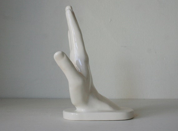 Ceramic Modern Hand Shaped N. Funk Soap Dish Toothbrush Stand