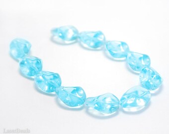 Sky Blue Czech Beads 18mm (10) Aqua Pressed last